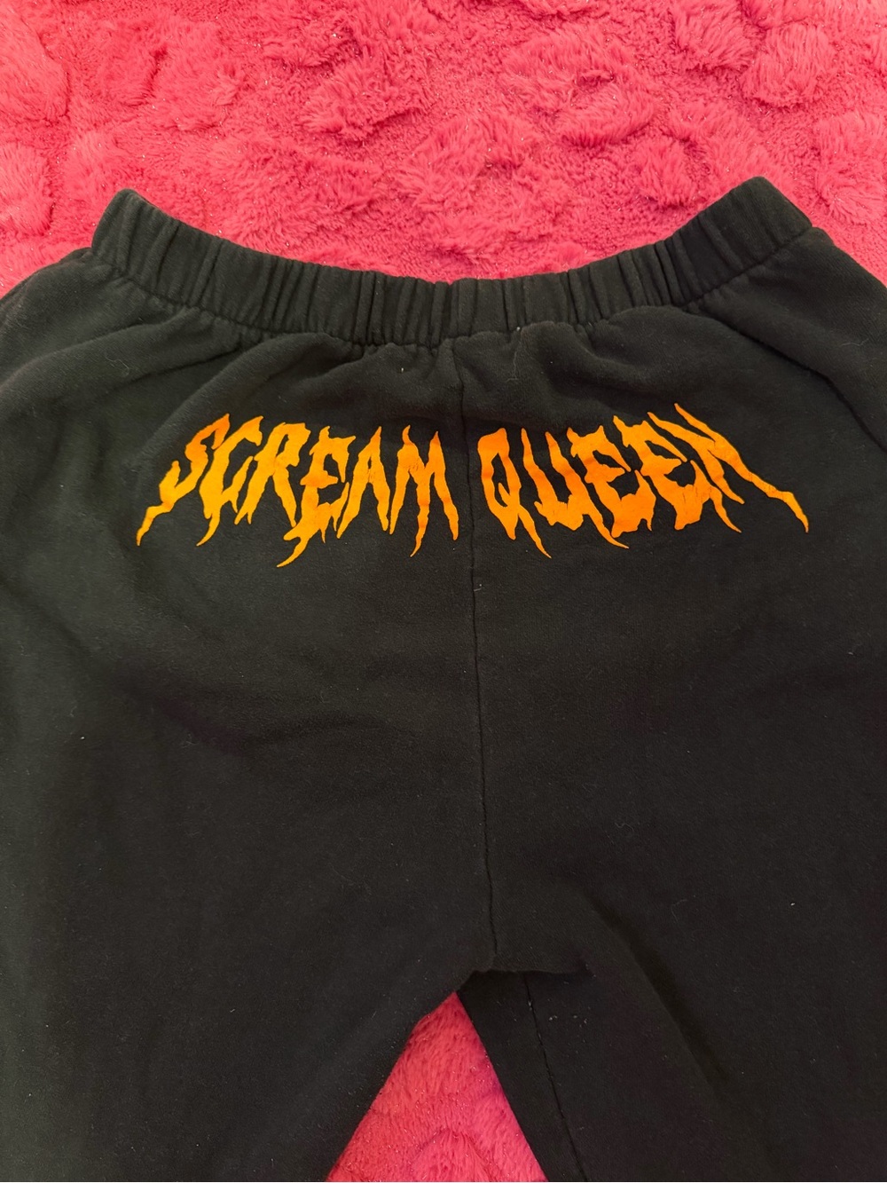 Hot Topic Black Halloween Graphic Jogger Pants with Orange & Neon Green Prints - Picture 4 of 5